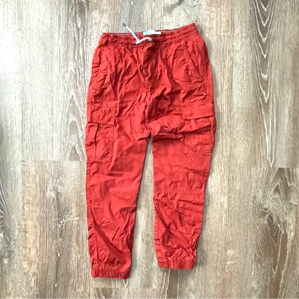 Boden Red Elastic Drawstring Waist Cargo Pants Joggers 9Y Cotton